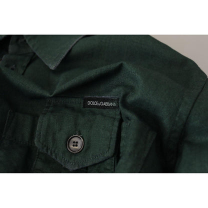 Dolce & Gabbana Dark Green Button Down Long Sleeves Shirt Dolce & Gabbana