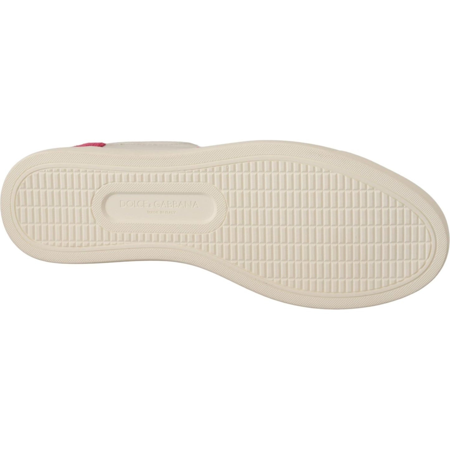 Dolce & Gabbana White Pink Leather Low Top Sneakers Womens Shoes Dolce & Gabbana
