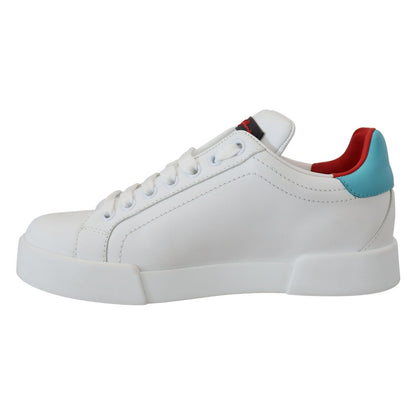 Dolce & Gabbana White Leather Sneaker Portofino Logo Heart Shoes