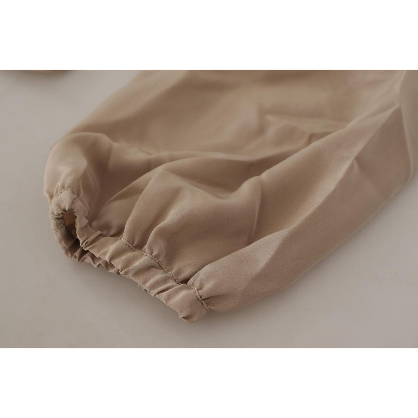 Dolce & Gabbana Brown Waistband Sleeves Ascot Collar Top Blouse Dolce & Gabbana