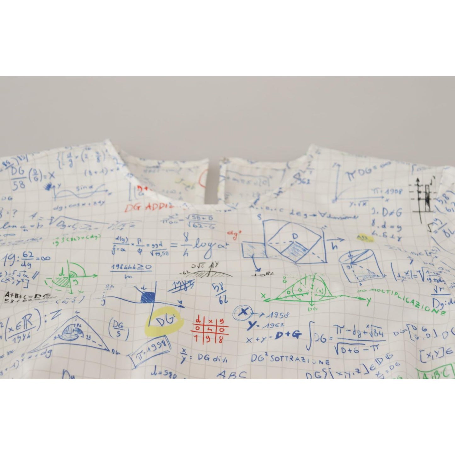 Dolce & Gabbana White Cotton Algebra Print Short Sleeves Top Dolce & Gabbana