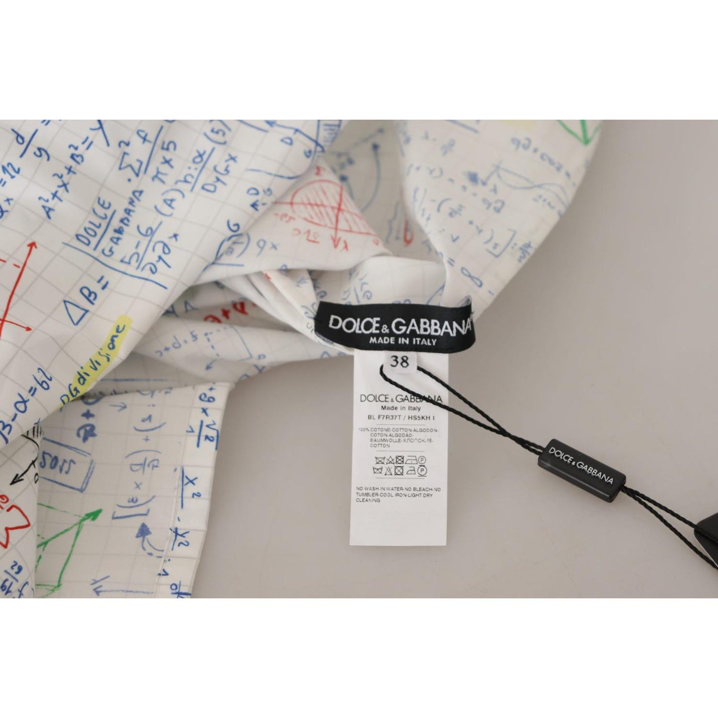 Dolce & Gabbana White Cotton Algebra Print Short Sleeves Top Dolce & Gabbana