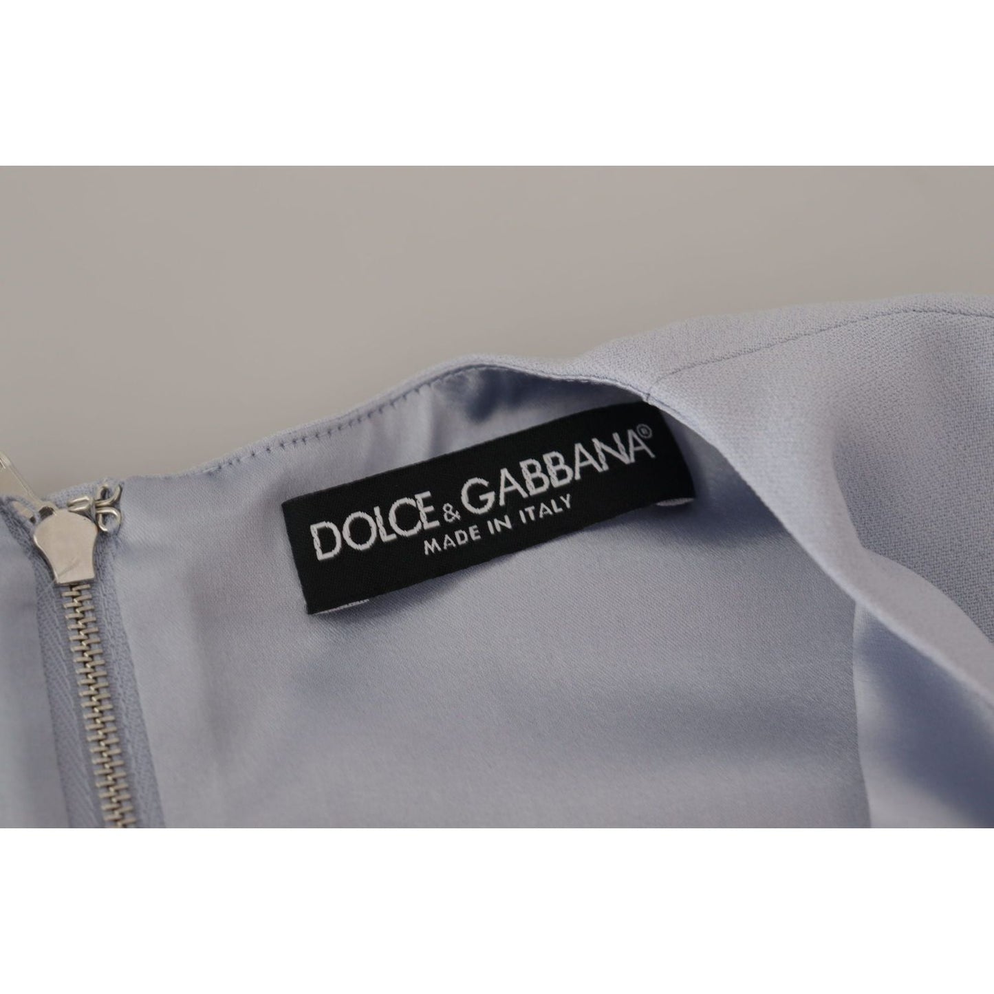 Dolce & Gabbana Blue Floral Applique Midi Viscose Dress Dolce & Gabbana