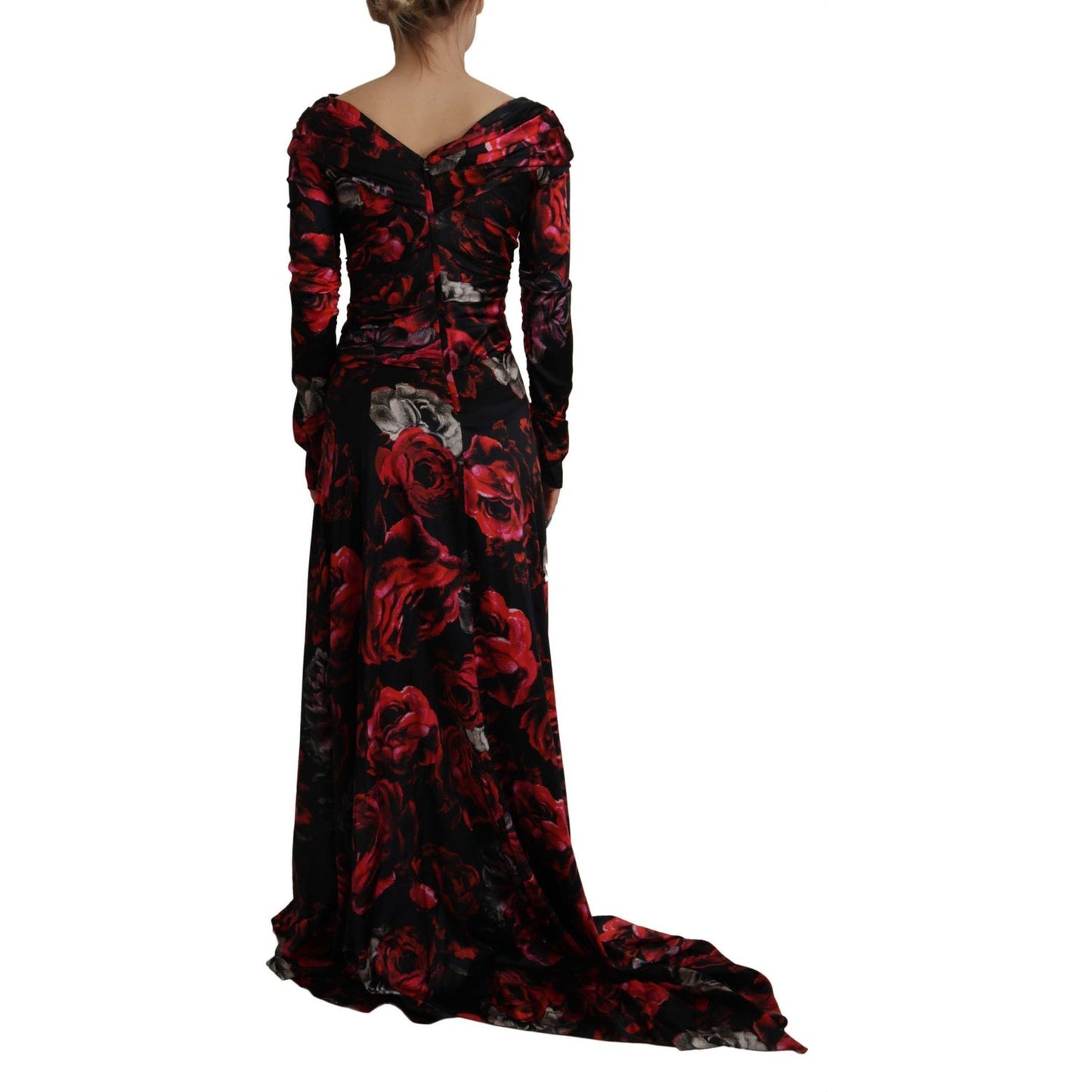 Dolce & Gabbana Black Floral Roses A-Line Sheath Gown Dress Dolce & Gabbana