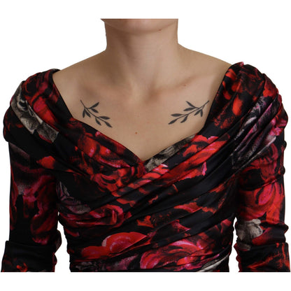 Dolce & Gabbana Black Floral Roses A-Line Sheath Gown Dress Dolce & Gabbana