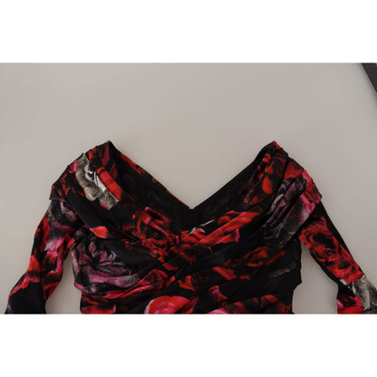 Dolce & Gabbana Black Floral Roses A-Line Sheath Gown Dress Dolce & Gabbana