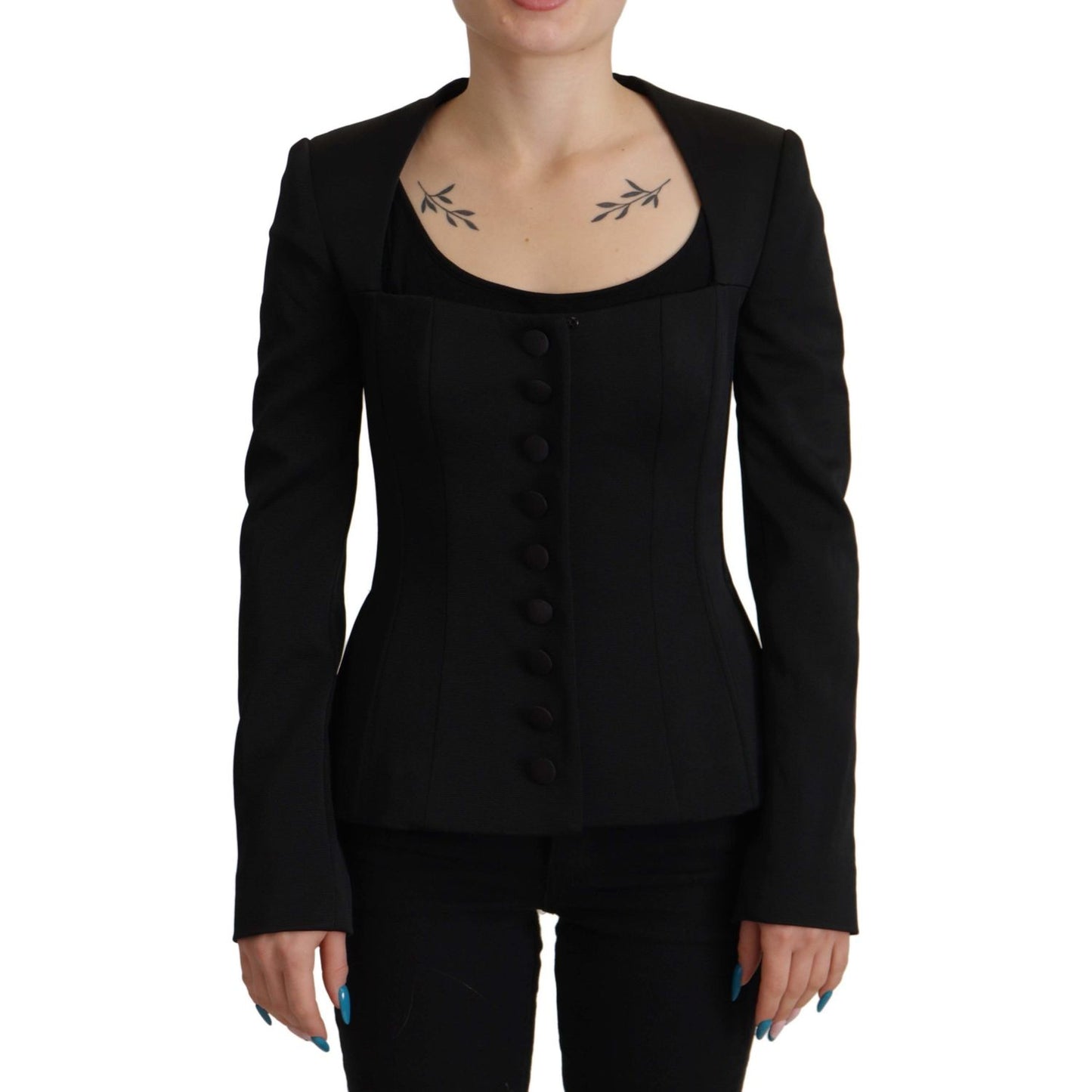Dolce & Gabbana Black Slim Fit Long Sleeves Snap Jacket Dolce & Gabbana
