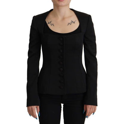 Dolce & Gabbana Black Slim Fit Long Sleeves Snap Jacket Dolce & Gabbana