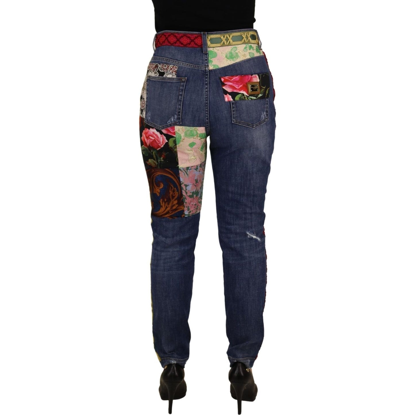 Dolce & Gabbana Blue Patchwork High Waist Denim Jeans Dolce & Gabbana