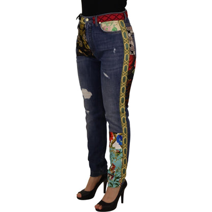 Dolce & Gabbana Blue Patchwork High Waist Denim Jeans Dolce & Gabbana