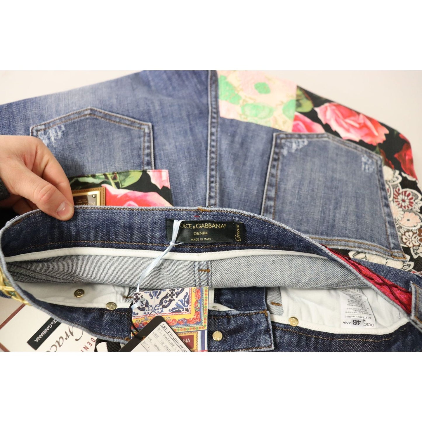 Dolce & Gabbana Blue Patchwork High Waist Denim Jeans Dolce & Gabbana