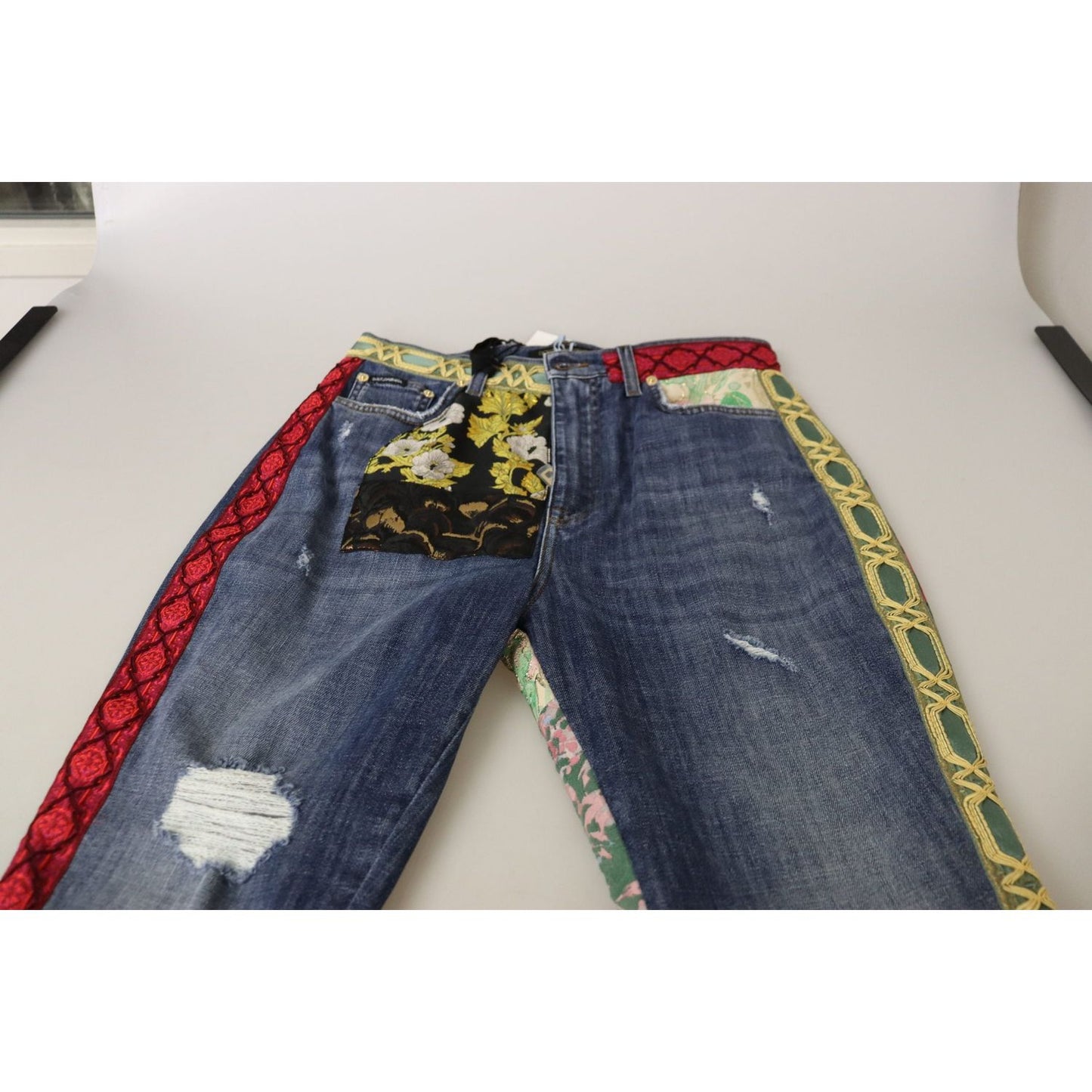 Dolce & Gabbana Blue Patchwork High Waist Denim Jeans Dolce & Gabbana