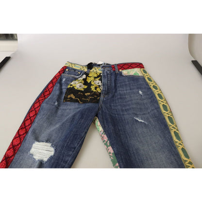 Dolce & Gabbana Blue Patchwork High Waist Denim Jeans Dolce & Gabbana