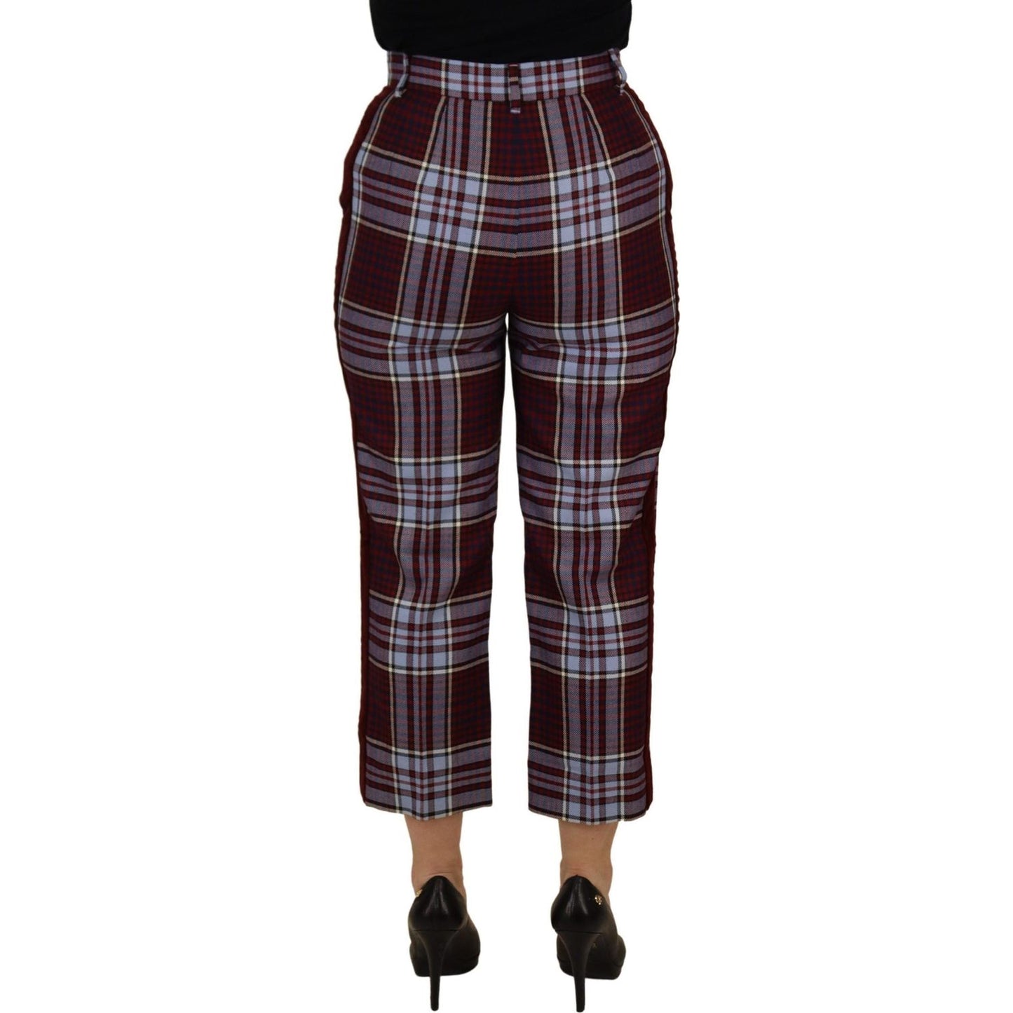 Dolce & Gabbana Gray Checked High Waist Cropped Trouser Pants Dolce & Gabbana