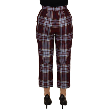Dolce & Gabbana Gray Checked High Waist Cropped Trouser Pants Dolce & Gabbana