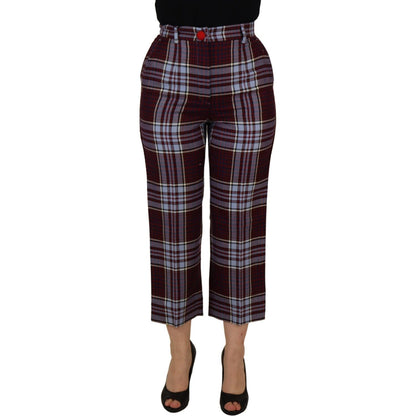 Dolce & Gabbana Gray Checked High Waist Cropped Trouser Pants Dolce & Gabbana