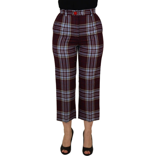 Dolce & Gabbana Gray Checked High Waist Cropped Trouser Pants Dolce & Gabbana
