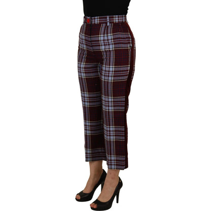 Dolce & Gabbana Gray Checked High Waist Cropped Trouser Pants Dolce & Gabbana