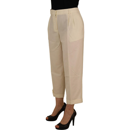 Dolce & Gabbana Ivory High Waist Cropped Folded Hem Trousers Pants Dolce & Gabbana