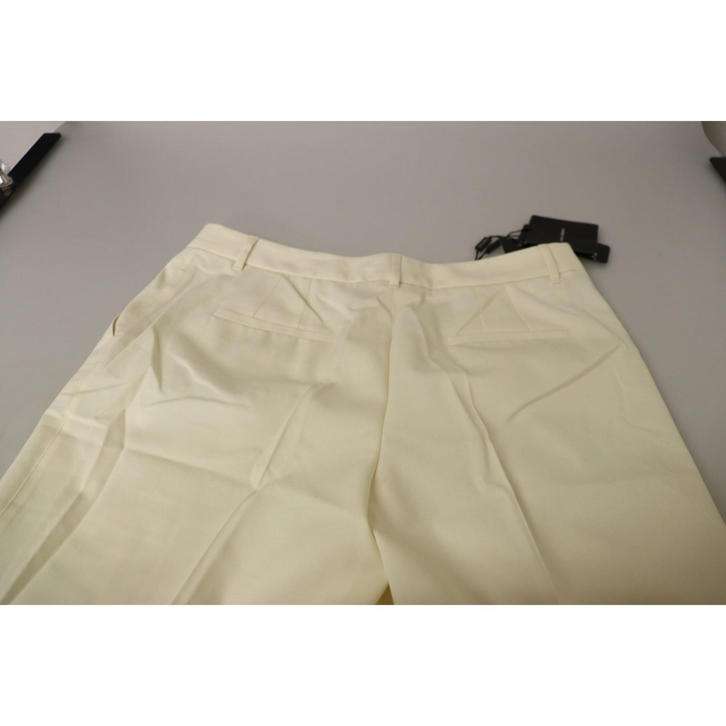 Dolce & Gabbana Ivory High Waist Cropped Folded Hem Trousers Pants Dolce & Gabbana