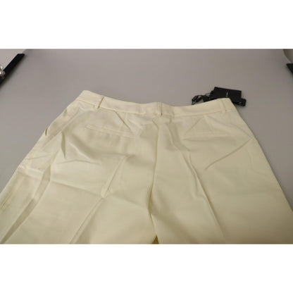 Dolce & Gabbana Ivory High Waist Cropped Folded Hem Trousers Pants Dolce & Gabbana