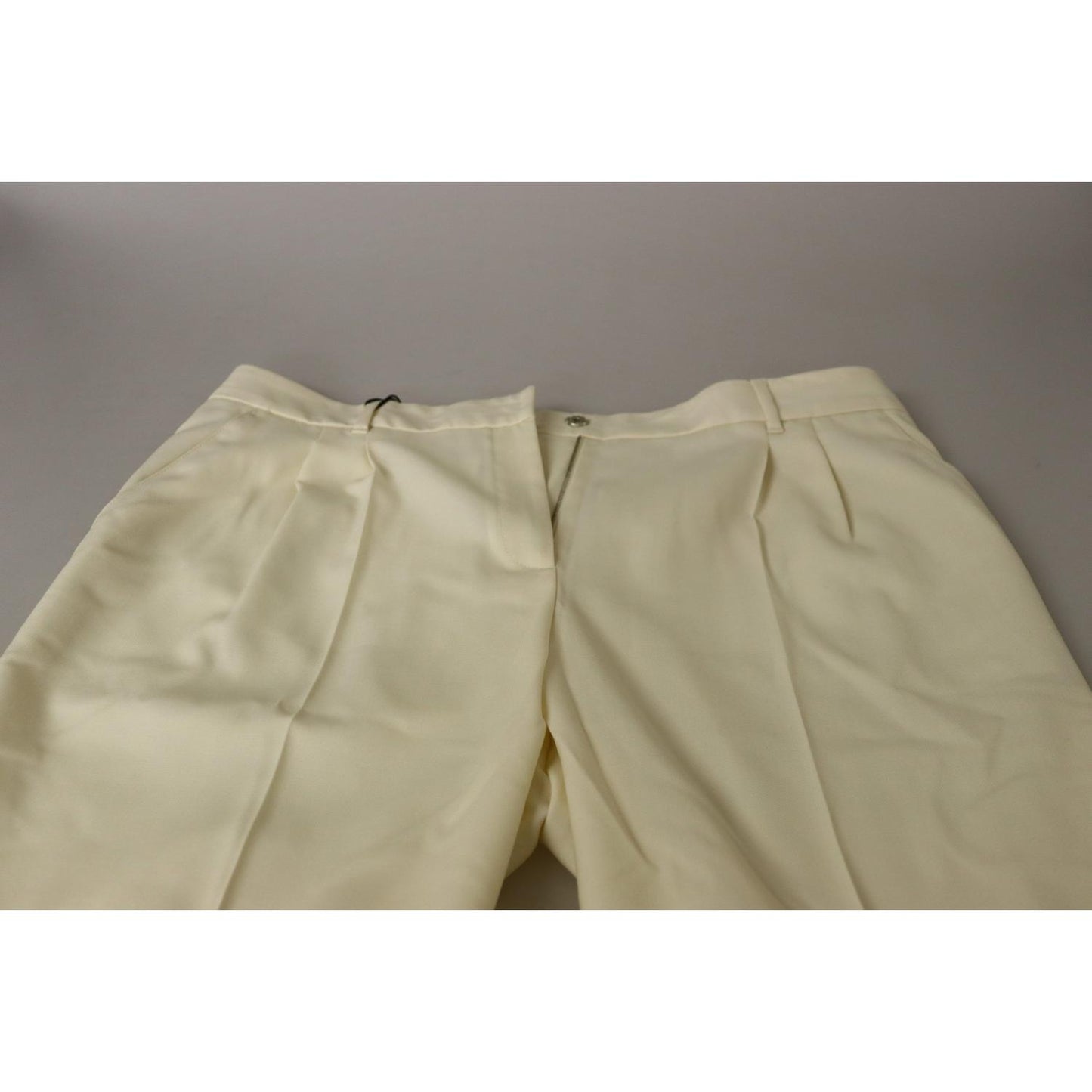 Dolce & Gabbana Ivory High Waist Cropped Folded Hem Trousers Pants Dolce & Gabbana