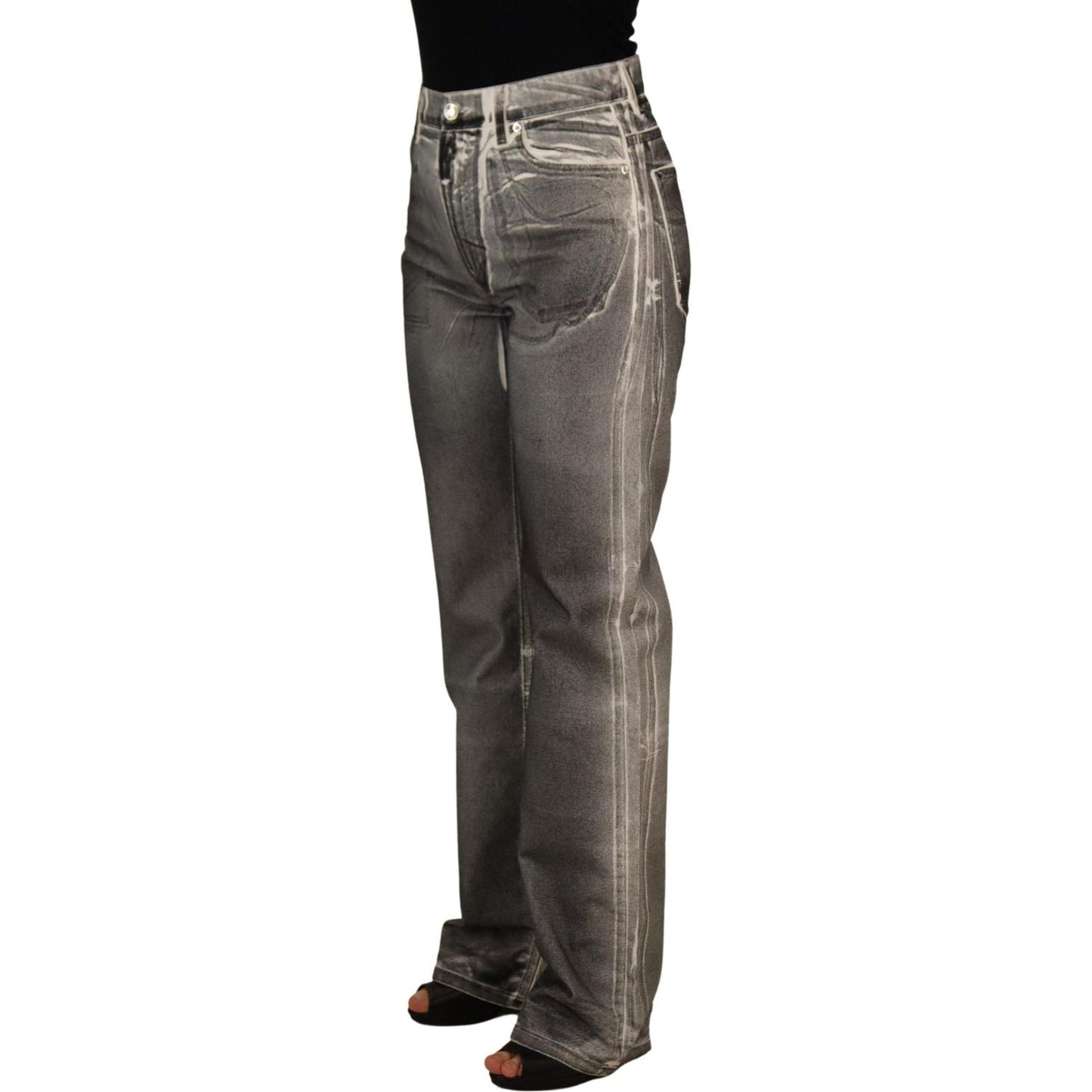 Dolce & Gabbana Grey Washed High Waist Denim Pants Cotton Jeans Dolce & Gabbana