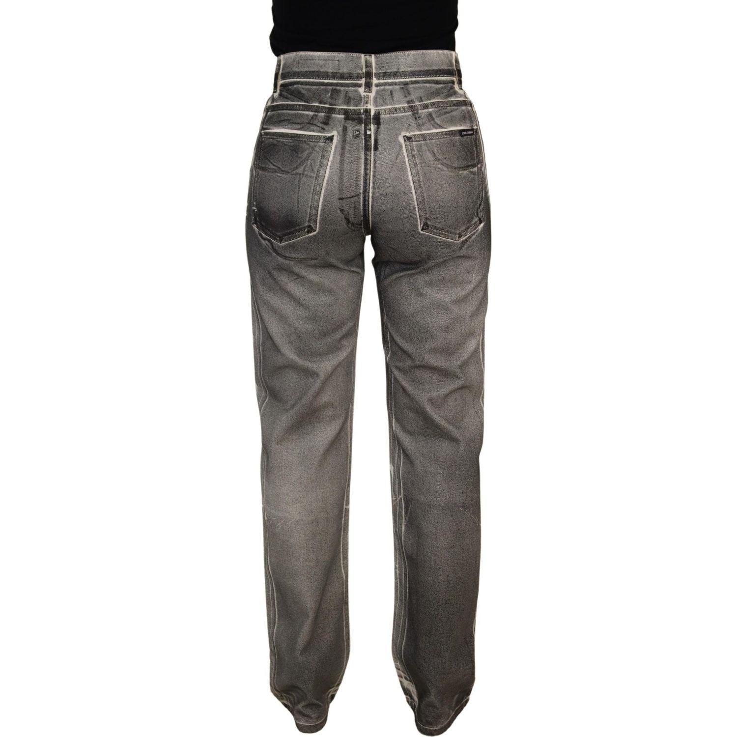 Dolce & Gabbana Grey Washed High Waist Denim Pants Cotton Jeans
