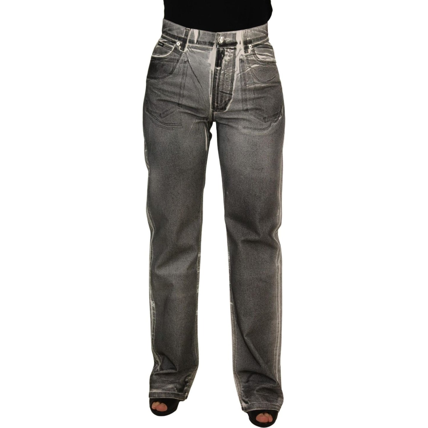Dolce & Gabbana Grey Washed High Waist Denim Pants Cotton Jeans Dolce & Gabbana