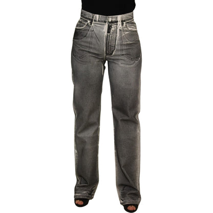 Dolce & Gabbana Grey Washed High Waist Denim Pants Cotton Jeans Dolce & Gabbana