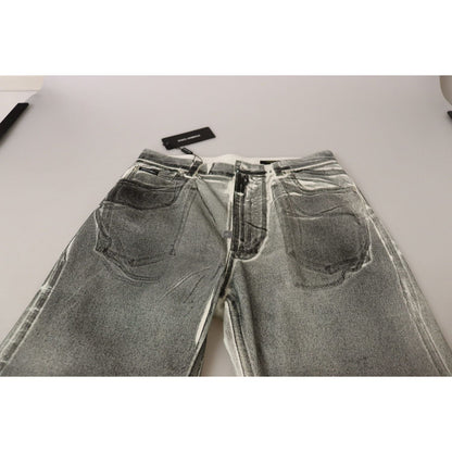 Dolce & Gabbana Grey Washed High Waist Denim Pants Cotton Jeans Dolce & Gabbana