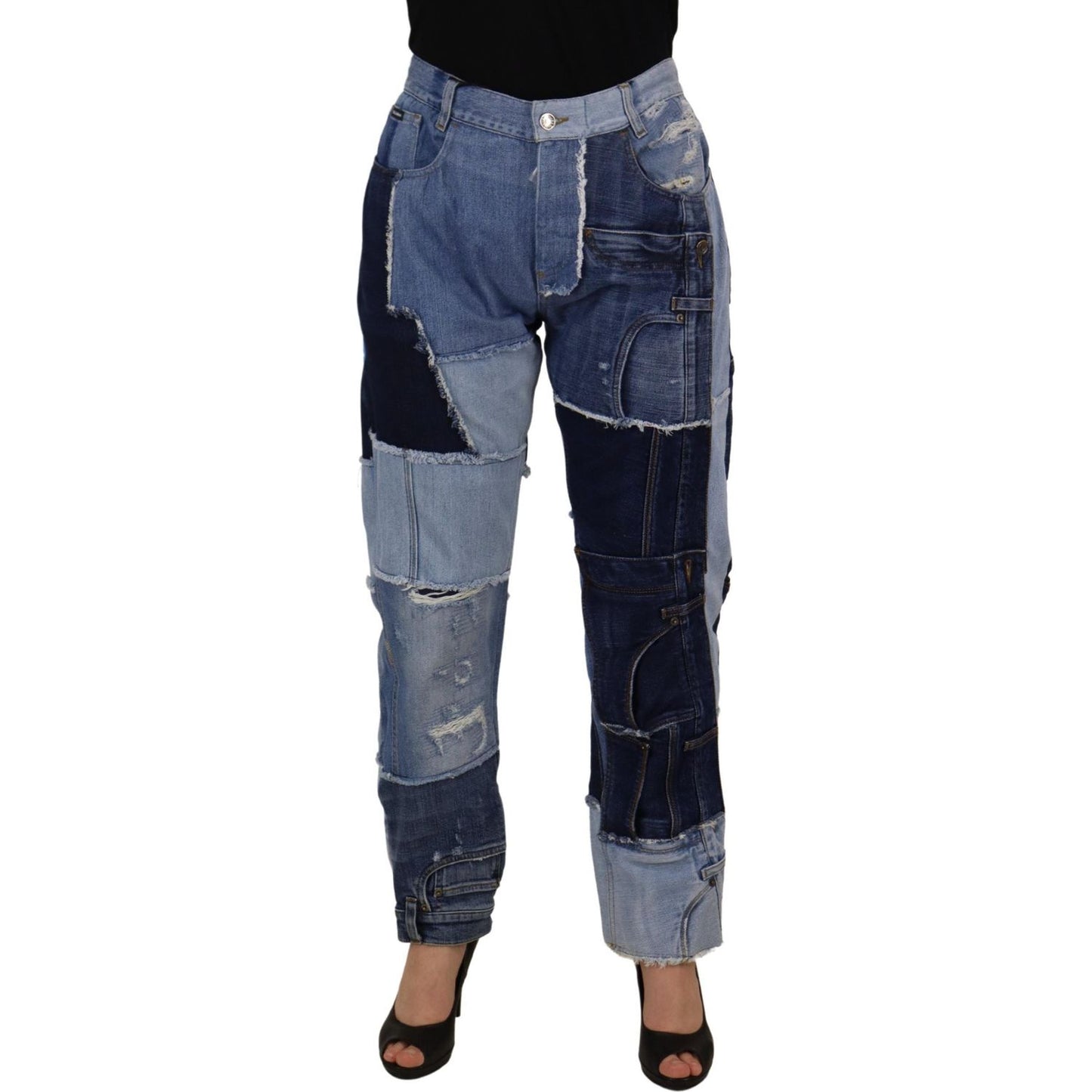 Dolce & Gabbana Multicolor Patchwork High Waist Denim Jeans Dolce & Gabbana