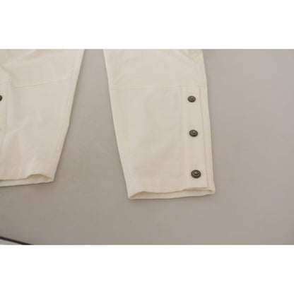 Dolce & Gabbana White High Waist Tapered Women Cotton Pants