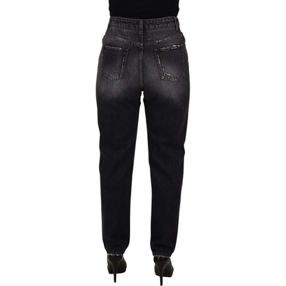Dolce & Gabbana Black Washed Tattered High Waist Denim Jeans Dolce & Gabbana