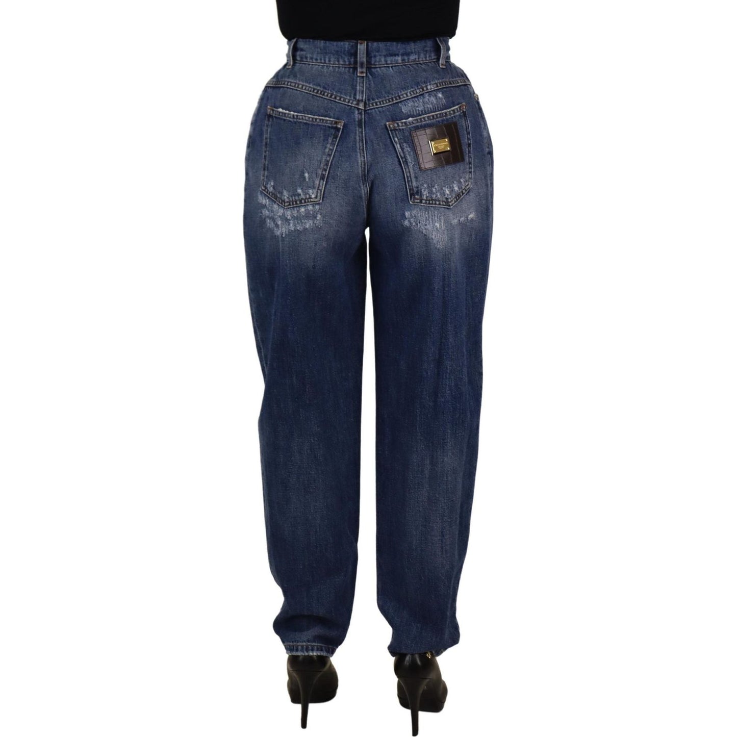 Dolce & Gabbana Blue Washed High Waist Loose Fit Pants Dolce & Gabbana