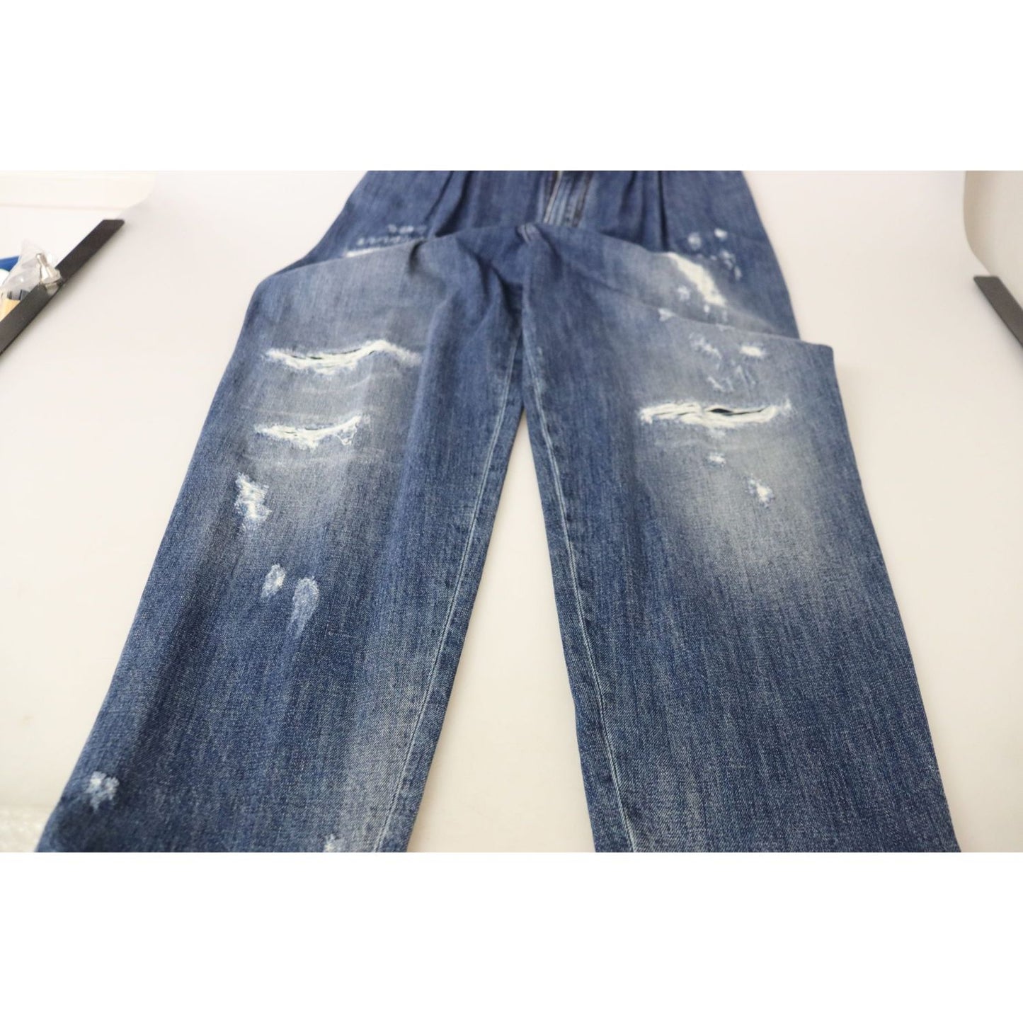 Dolce & Gabbana Blue Washed High Waist Loose Fit Pants Dolce & Gabbana