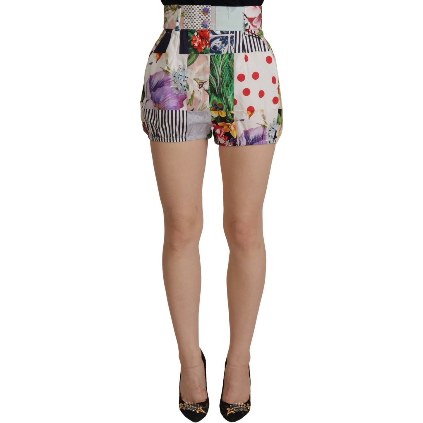 Dolce & Gabbana Multicolor Patchwork High Waist Cotton Shorts Dolce & Gabbana