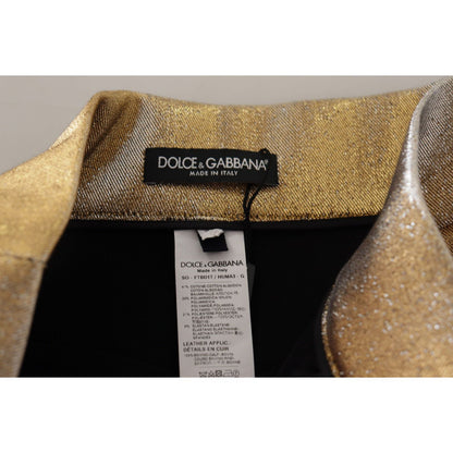 Dolce & Gabbana Gold Cotton Blend Glittered Hot Shorts Dolce & Gabbana