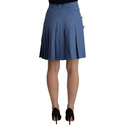 Dolce & Gabbana Blue Embellished Pleated Mini Skirt Wool Dolce & Gabbana