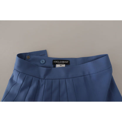 Dolce & Gabbana Blue Embellished Pleated Mini Skirt Wool Dolce & Gabbana
