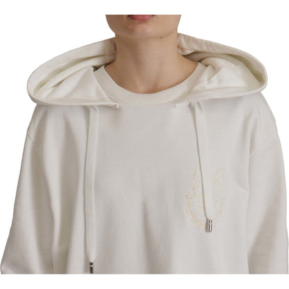 Dolce & Gabbana White Hoodie Pullover Embroidered Sweater Dolce & Gabbana