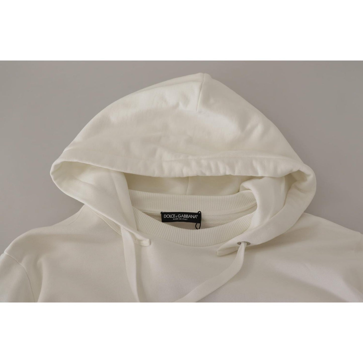 Dolce & Gabbana White Hoodie Pullover Embroidered Sweater Dolce & Gabbana