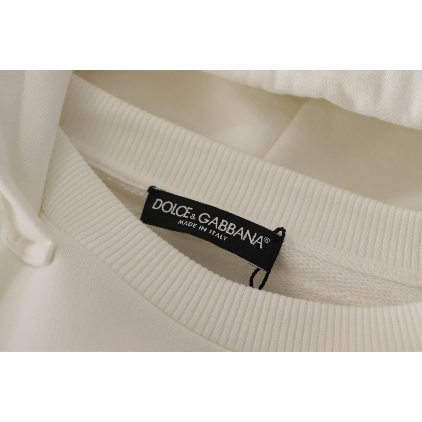 Dolce & Gabbana White Hoodie Pullover Embroidered Sweater Dolce & Gabbana