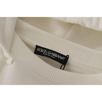 Dolce & Gabbana White Hoodie Pullover Embroidered Sweater Dolce & Gabbana
