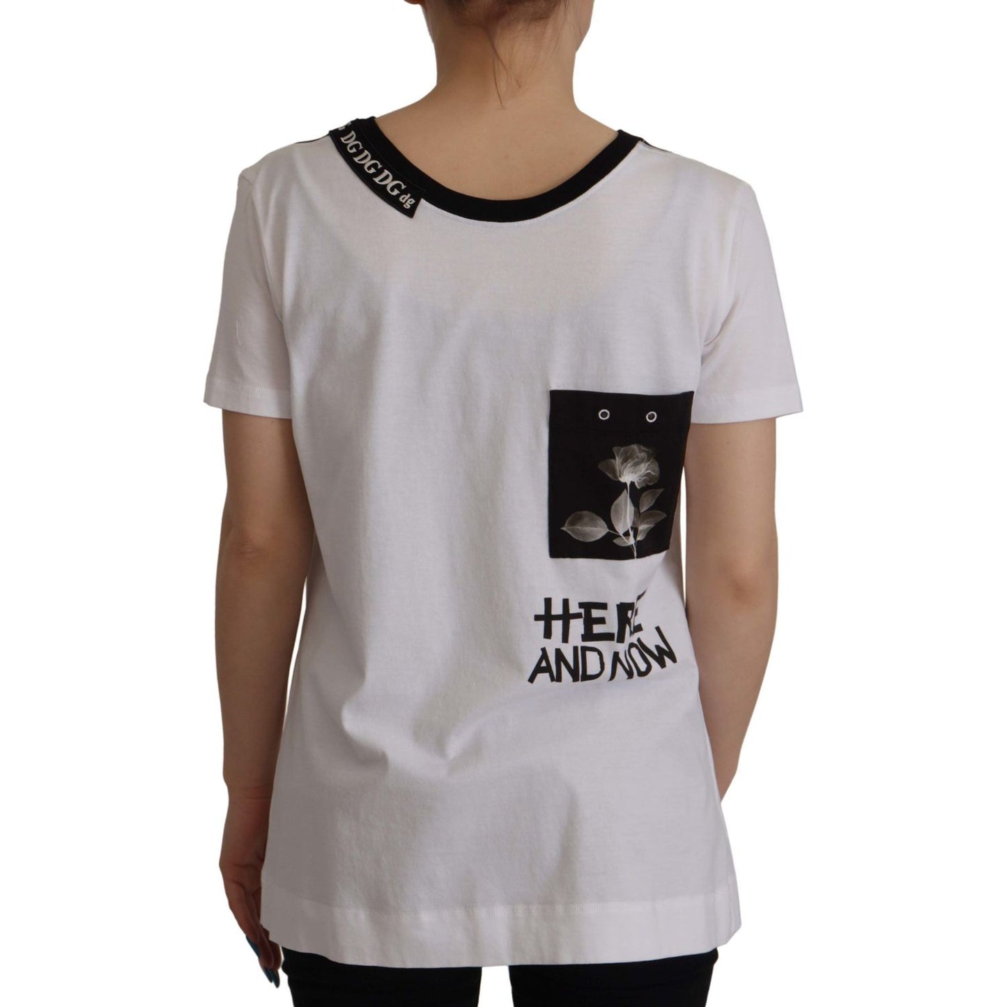 Dolce & Gabbana White Slogan Print Round Neck Cotton T-shirt Dolce & Gabbana