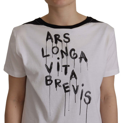 Dolce & Gabbana White Slogan Print Round Neck Cotton T-shirt Dolce & Gabbana