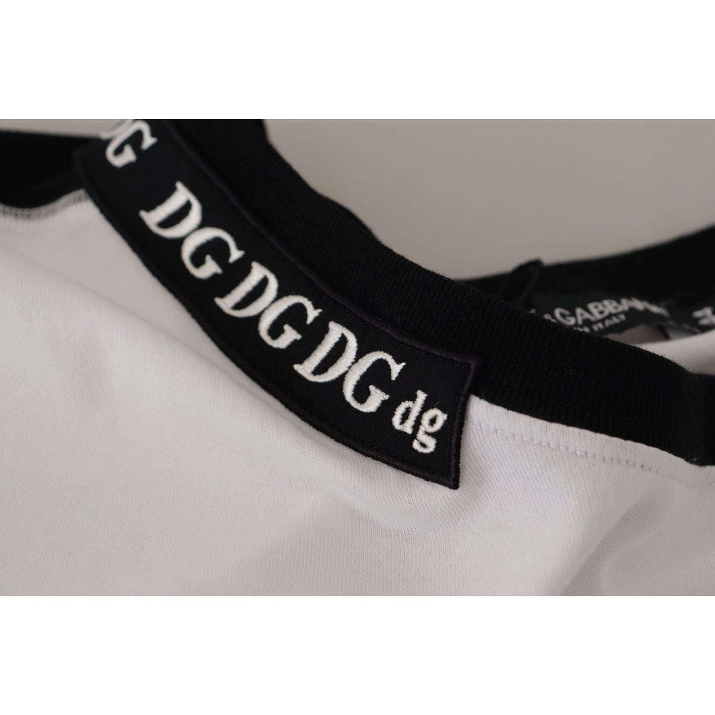 Dolce & Gabbana White Slogan Print Round Neck Cotton T-shirt Dolce & Gabbana