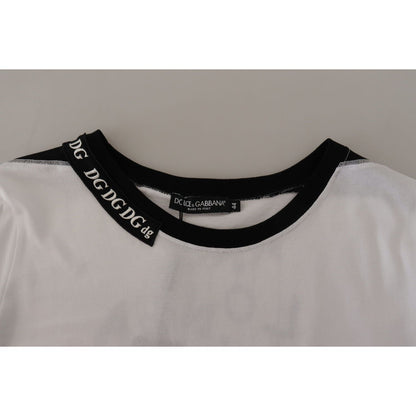 Dolce & Gabbana White Slogan Print Round Neck Cotton T-shirt Dolce & Gabbana