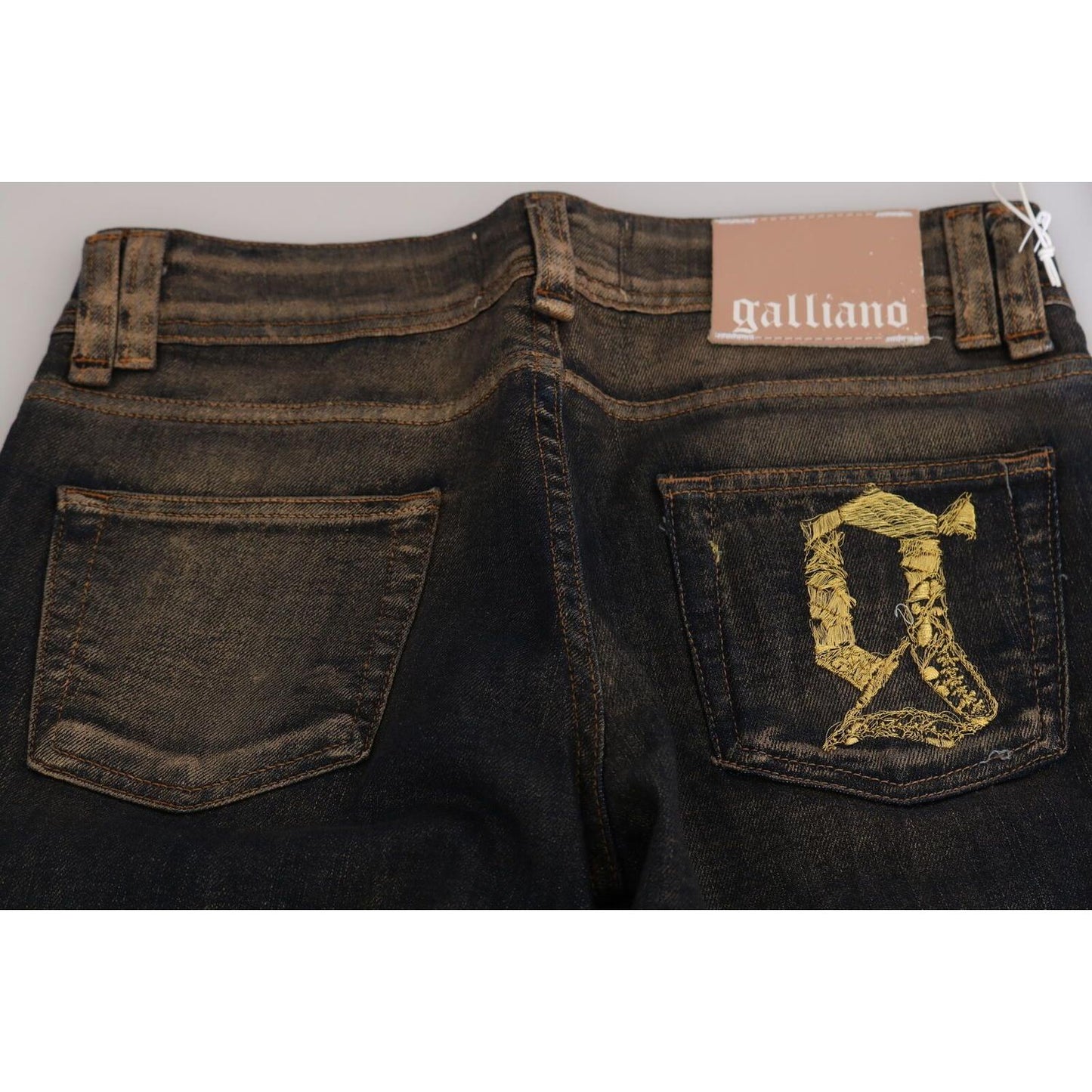 John Galliano Black Washed Mid Waist Flared Denim Pants Cotton John Galliano