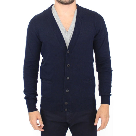 Ermanno Scervino Blue Wool Cashmere Cardigan Pullover Sweater Ermanno Scervino